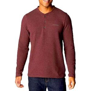 Columbia XXL Elderberry Burgundy Waffle Knit Cotton Long Sleeve Henley